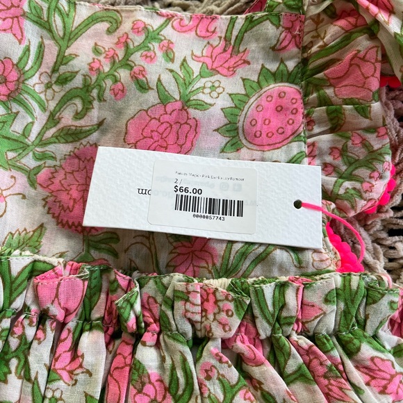 New Paisley Magic Pink Floral Romper Bubble Outfit Neon pink Trim size 2 - Picture 13 of 14